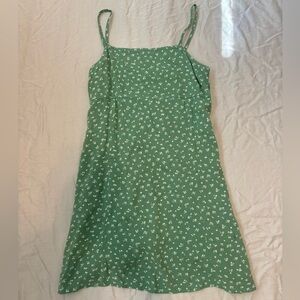 Green and white floral dress